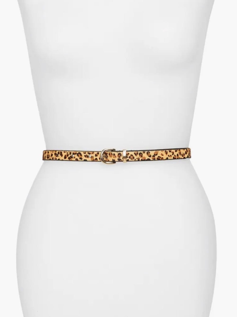 Halogen Trouser Fit Leopard Haircalf Belt Gold Buckle Animal Print Waist Belt